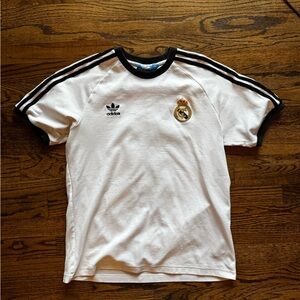 Adidas White Real Madrid Tee with Black Accents
